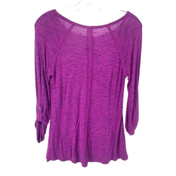 Calvin Klein Womens Performance Top Shirt Roll Tab Sleeve Quick Dry Purple Small - Picture 2 of 8